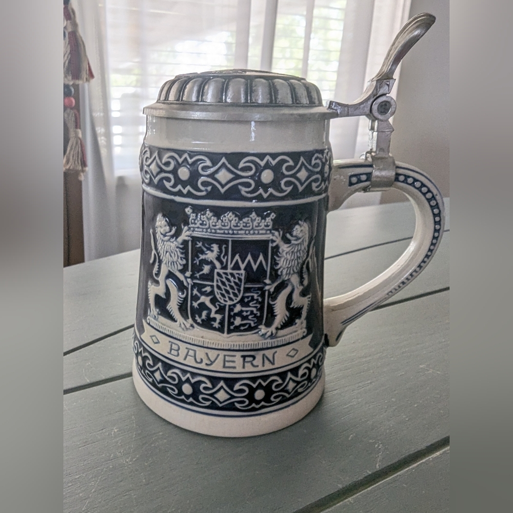 Vintage Gerzit Bayern Ceramic Stoneware German Beer Stein w/Lid